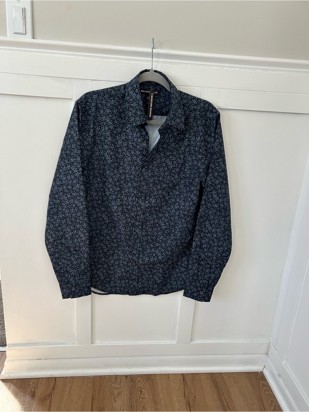 Calvin Klein Navy Floral Print Dress Shirt Small
